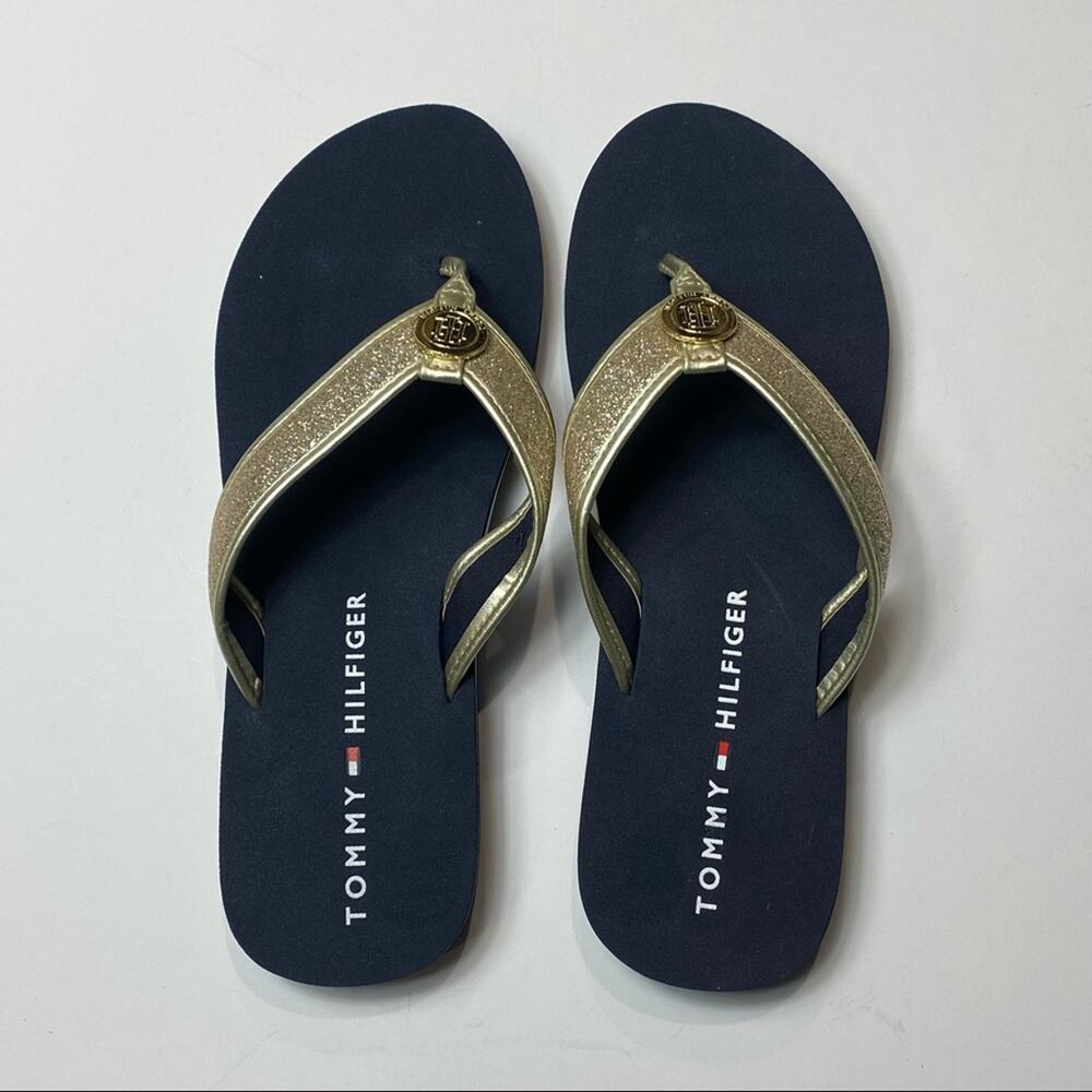 Tommy Hilfiger Gold Flip Flop Sandals NEW!!